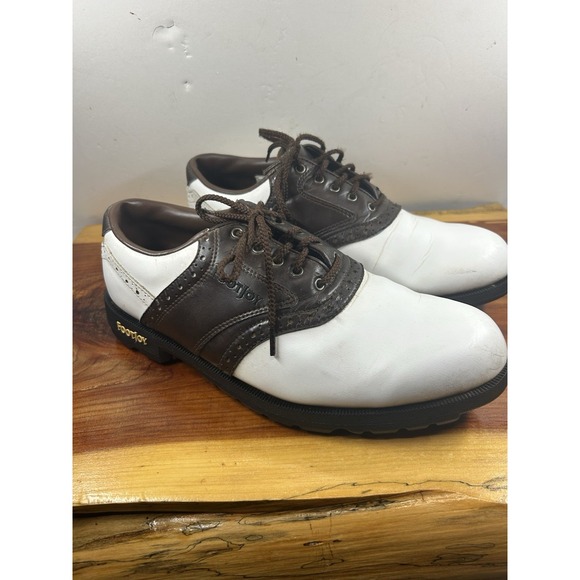 FootJoy Other - FootJoy Greenjoys Golf Shoes Mens Size 8 1/2  M‎ Saddle White Brown 45581